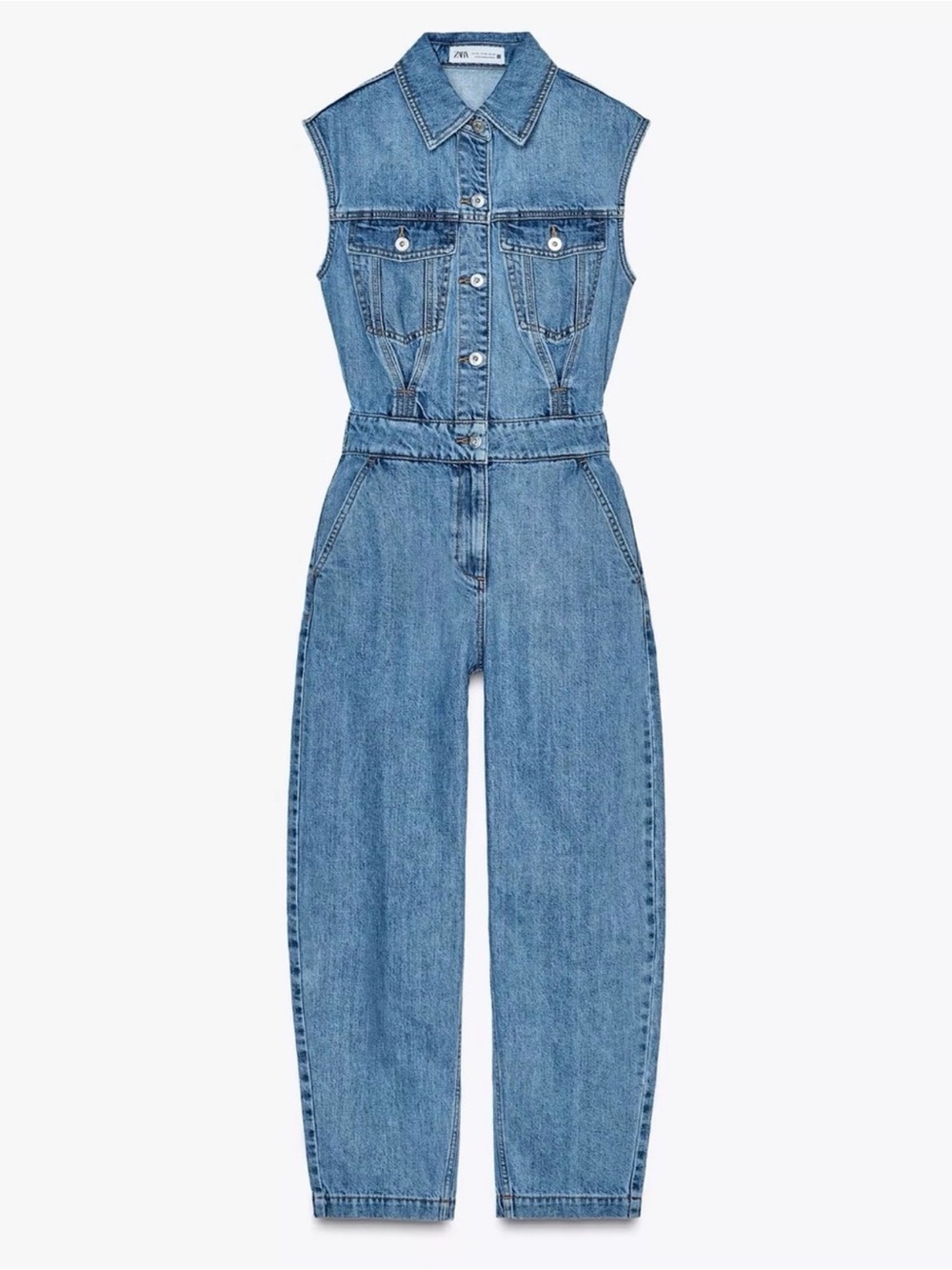 NWT Zara Womens Denim Jean jumpsuit overalls size Small